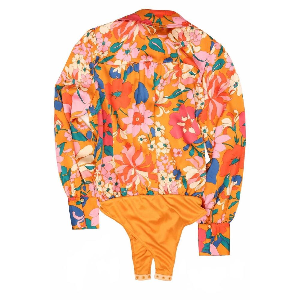 NEW ENTRO floral print bodysuit in camel - Picture 6 of 6